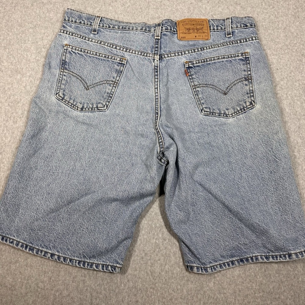 Levis 550 Orange Tab VTG Denim Shorts Men's 40x11 Light Blue 90s Jorts Made USA